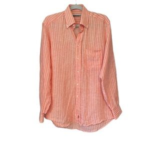 Camicissima Striped Linen Button Down Shirt, Sz 37/14.5